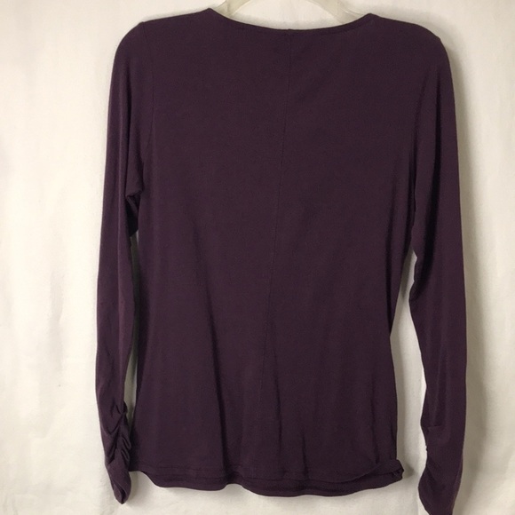 CABI Women’s Top Dark Plum Size L Ruched middle seam and Sleeves Bodycon - Picture 6 of 9